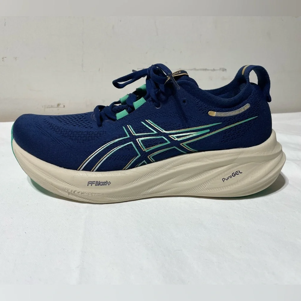 ASICS Womens Gel-Nimbus 26 Size 9 Blue Expanse Aurora Green 1012B601-400 - Picture 10 of 16